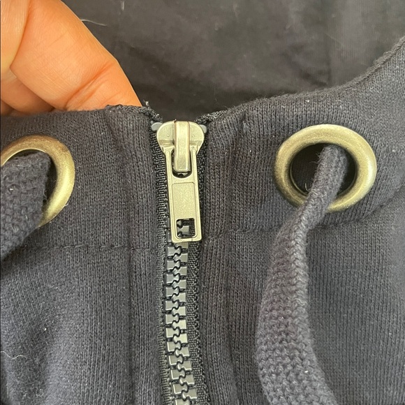 Seraphine Man Navy Full Zip Hoodie Size M Lined Pockets Adjustable Drawstring - Picture 13 of 16